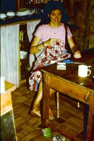 1980 Marguerite sewing after dinner