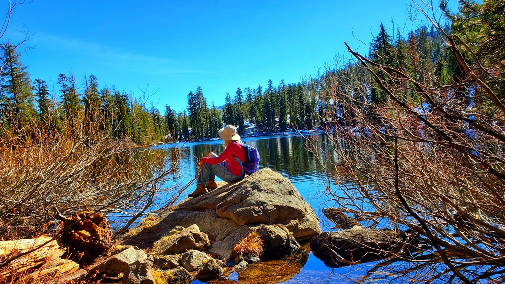 Resting at the largest of the five lakes. Trail ends here.