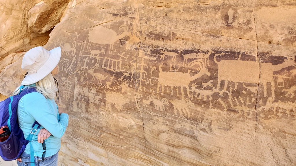 Panel of petroglyphs at the end of the trail